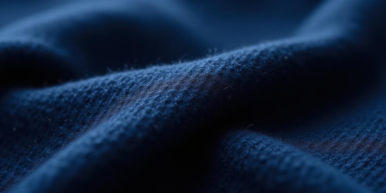 Dettaglio macro di un tessuto in lana Super 150s blu notte
